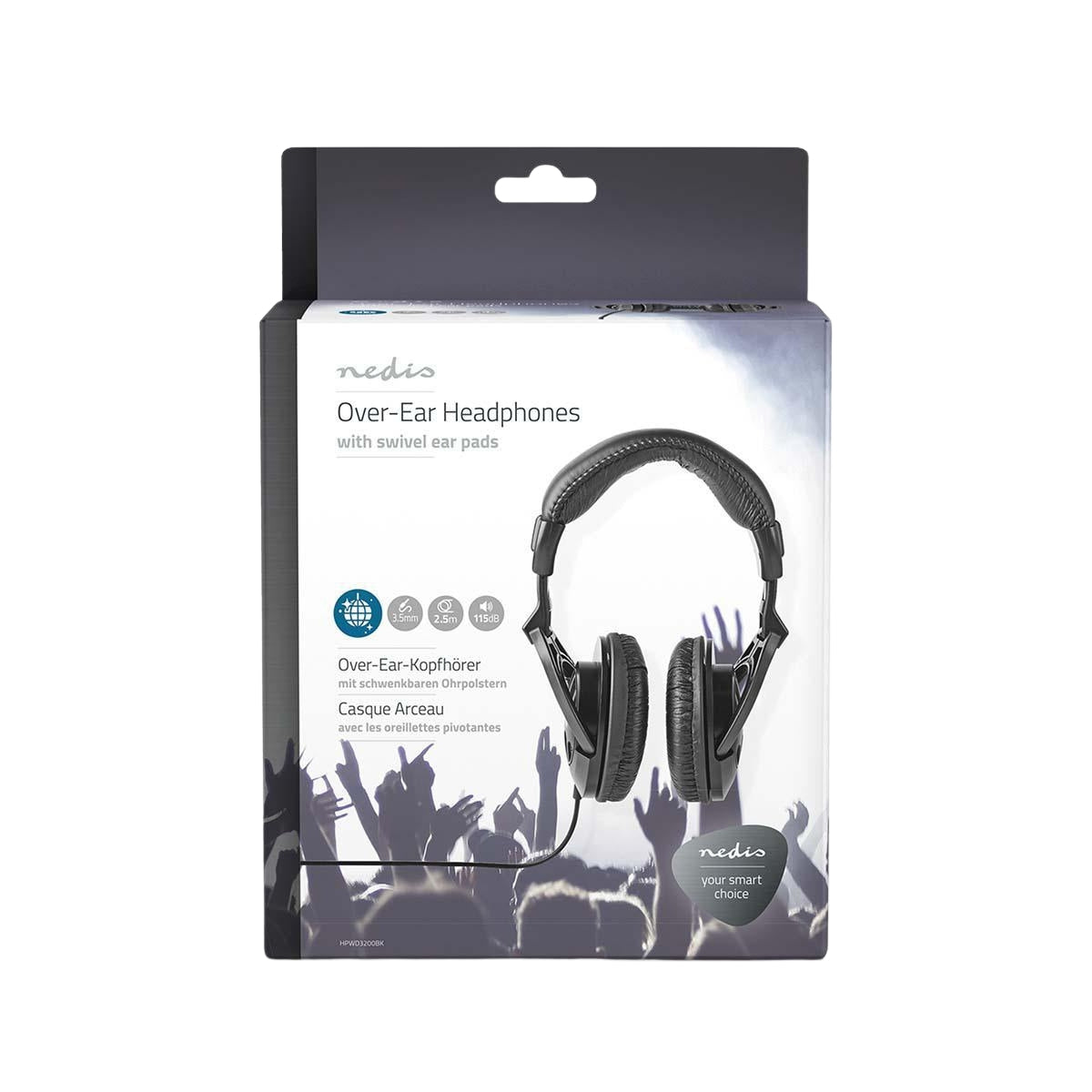 Over-Ear Wired Headphones | Cable length: 2.50 m | Volume Control | Black