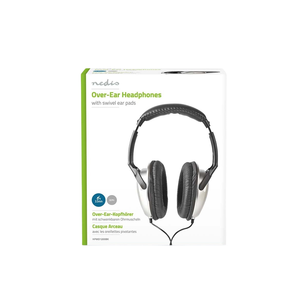 Over-Ear Wired Headphones | Cable length: 2.70 m | Volume Control | Silver / Black