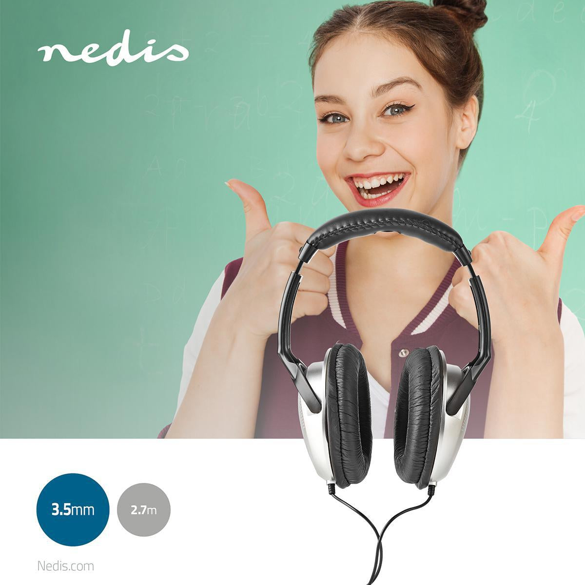 Over-Ear Wired Headphones | Cable length: 2.70 m | Volume Control | Silver / Black
