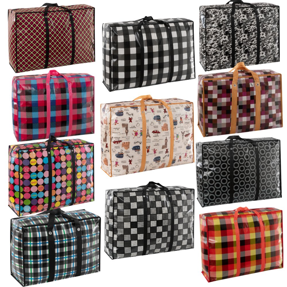 Oversized Reusable Shopping Bags, 10-Pack, Zippered, 90x60x30cm