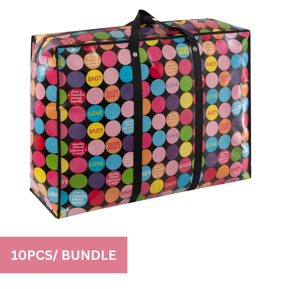 Oversized Reusable Shopping Bags, 10-Pack, Zippered, 90x60x30cm