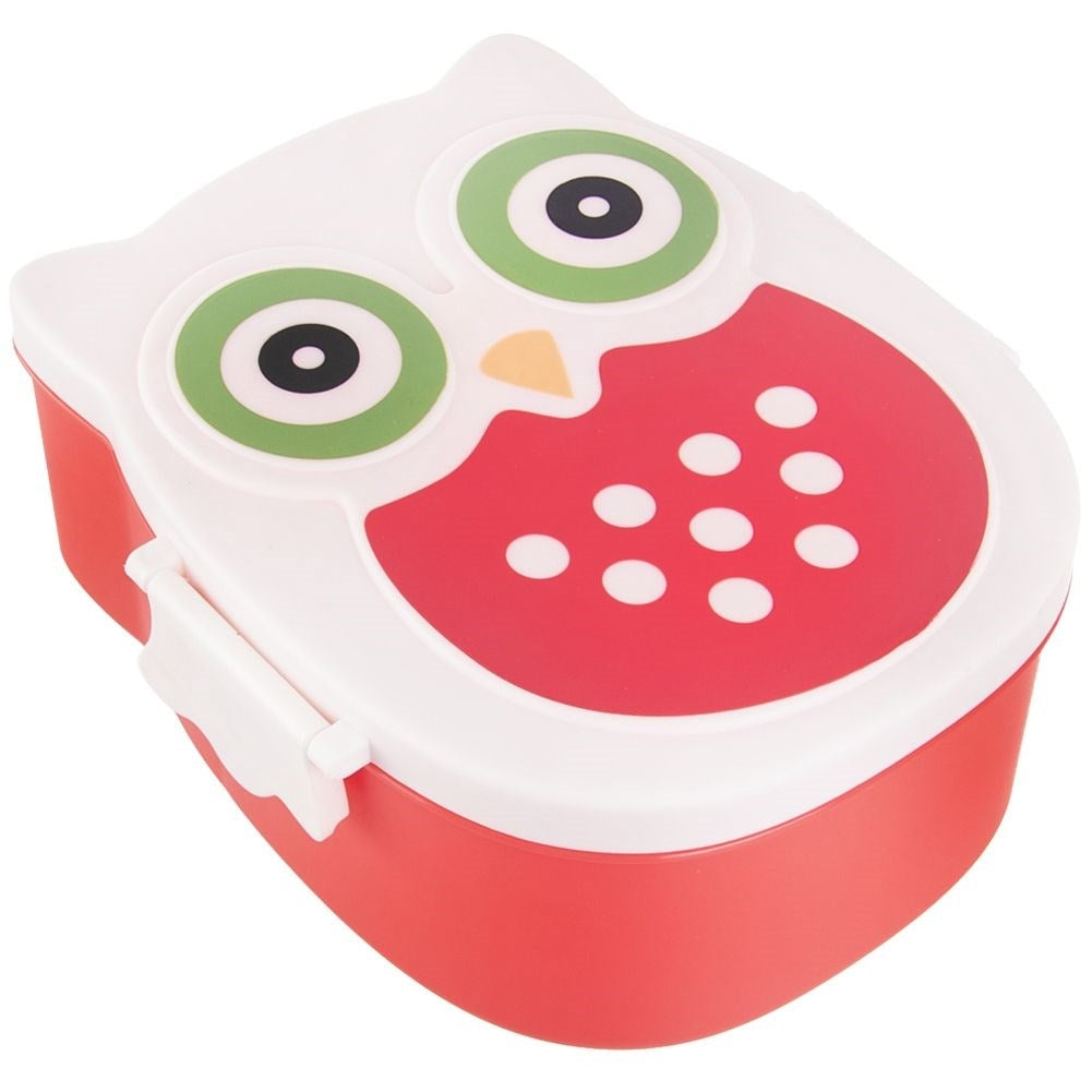 Owl food box with two compartments and wing clip for children