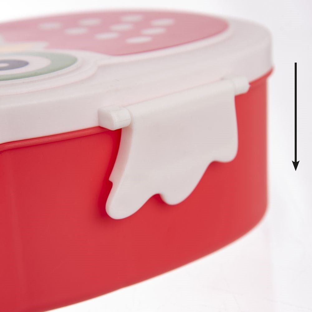Owl food box with two compartments and wing clip for children
