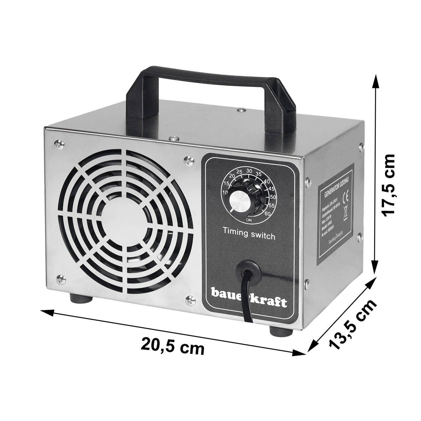 Ozone generator, air purifier, 60g/h, timer, 120W