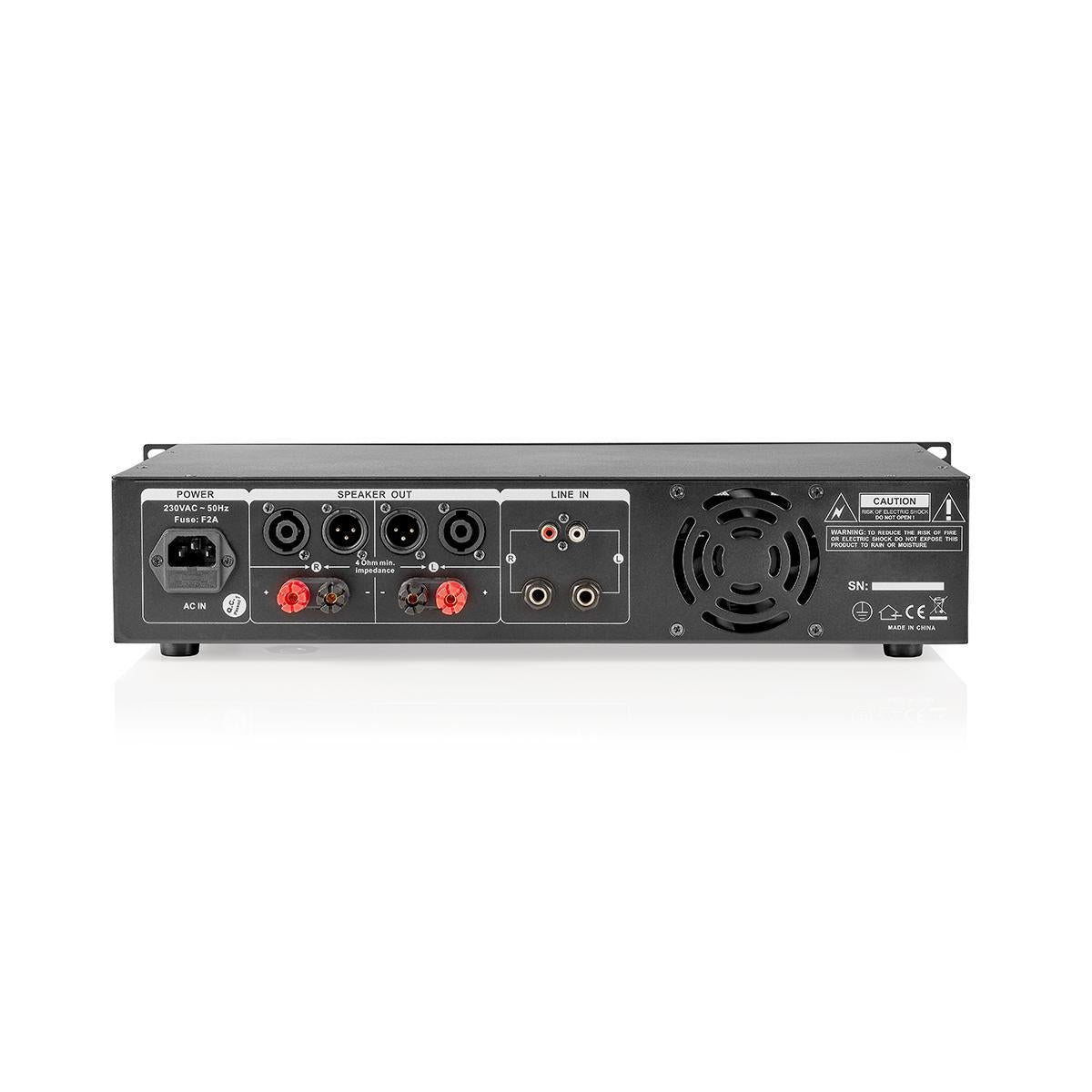 PA Amplifier | RMS output: 2x 100 W @ 8 Ohm / 2x 150 W @ 4 Ohm | 2 Channels | 2U | 19" rack mountable | Metal | Black