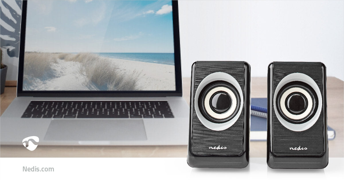 PC Speakers | 2.0 | 18 W| 3.5 mm Male | USB Power | Volume Control | Connection output