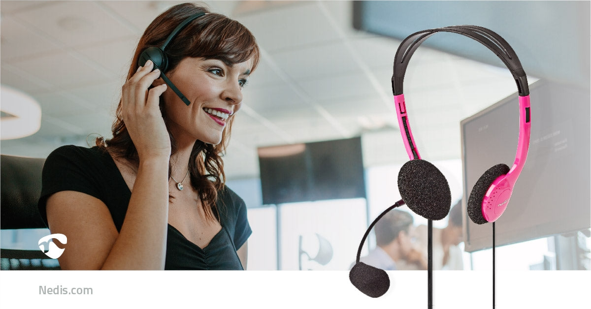 PC headset | On-Ear | Stereo | 2x 3.5mm | Foldable Microphone | Pink