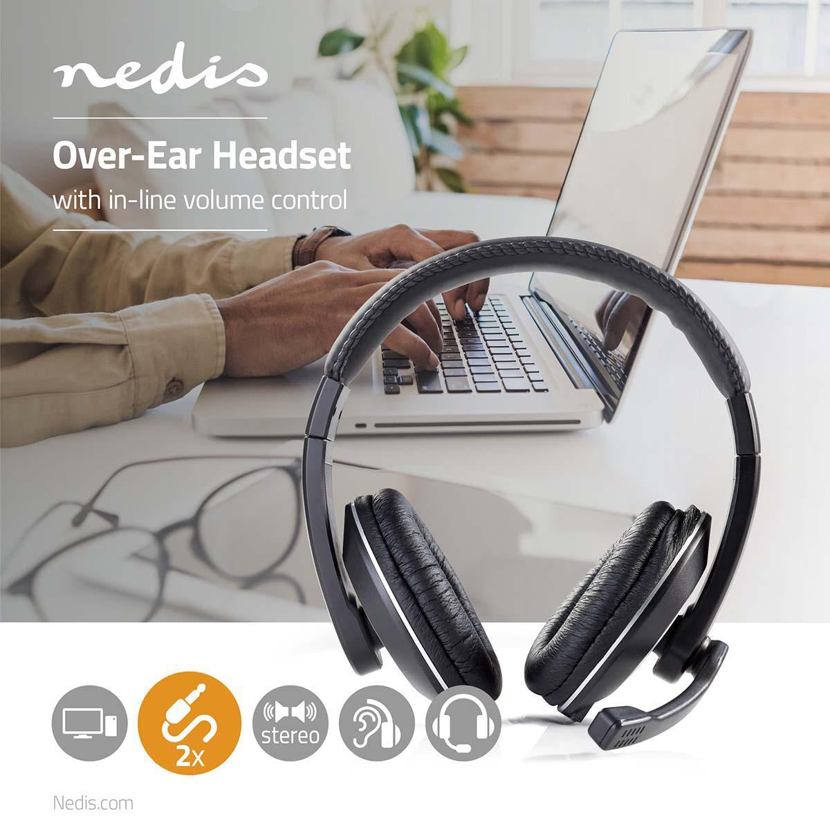 PC headset | Over-Ear | Stereo | 2x 3.5mm | Foldable Microphone | Black
