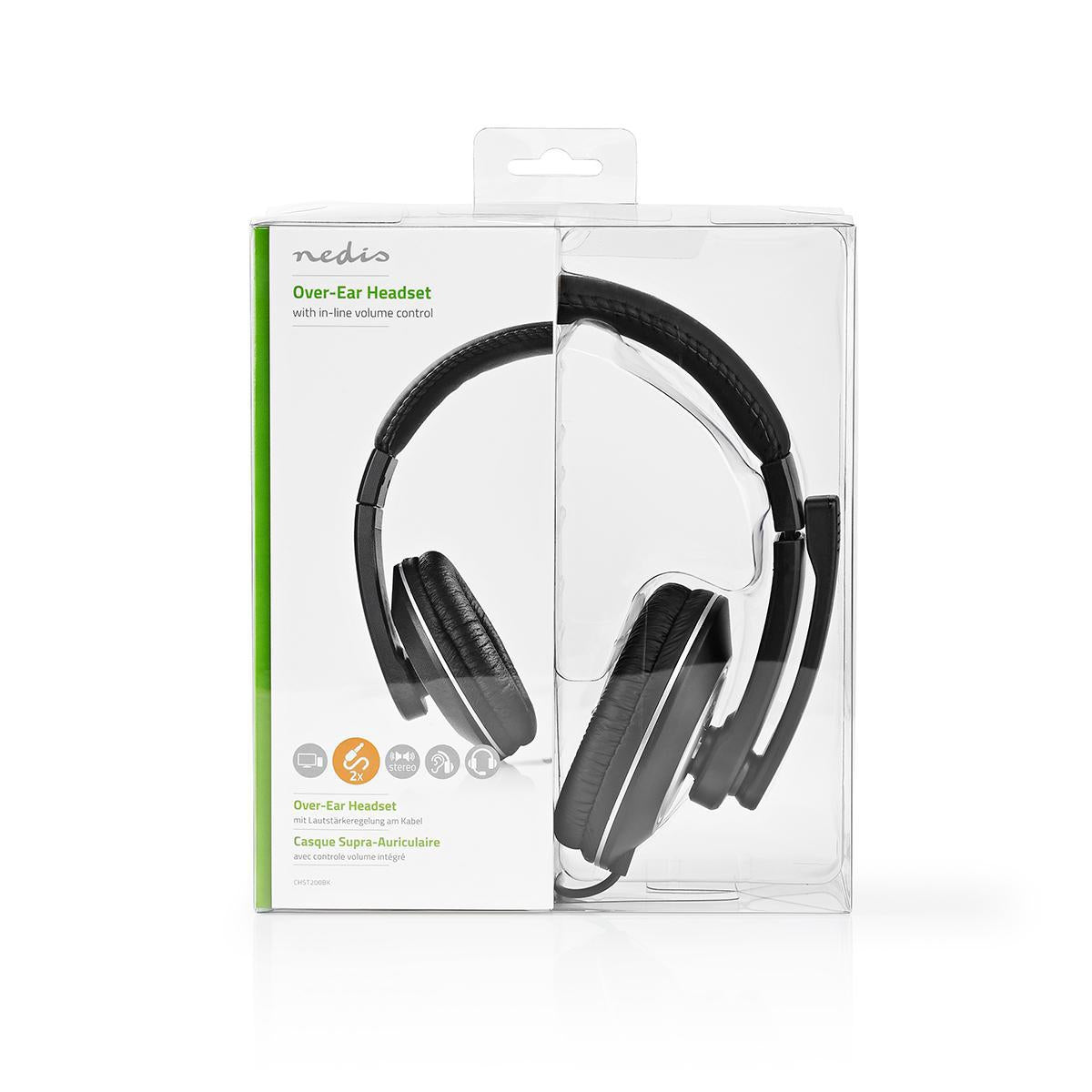 PC headset | Over-Ear | Stereo | 2x 3.5mm | Foldable Microphone | Black