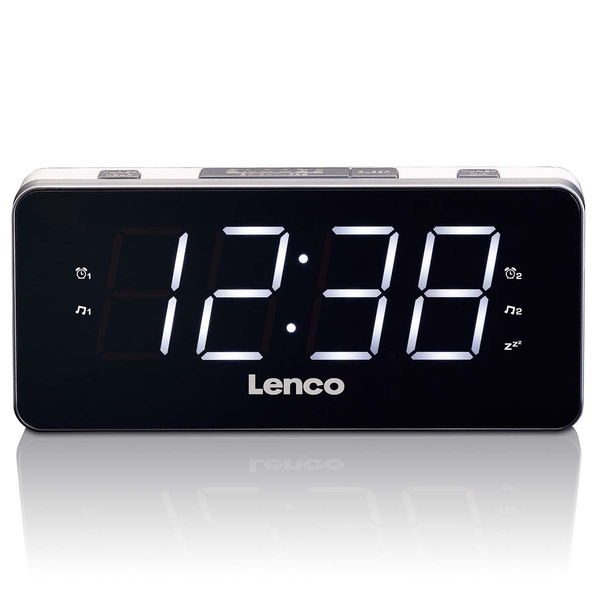 PLL FM Alarm Clock Radio large and clear 1.8" LED display White