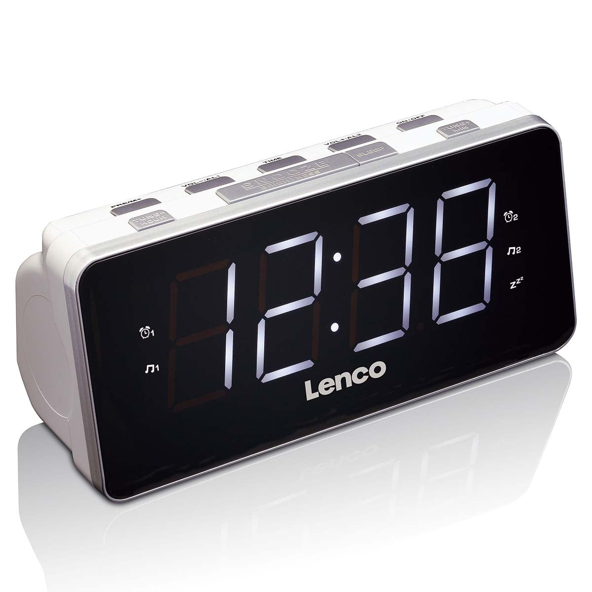 PLL FM Alarm Clock Radio large and clear 1.8" LED display White