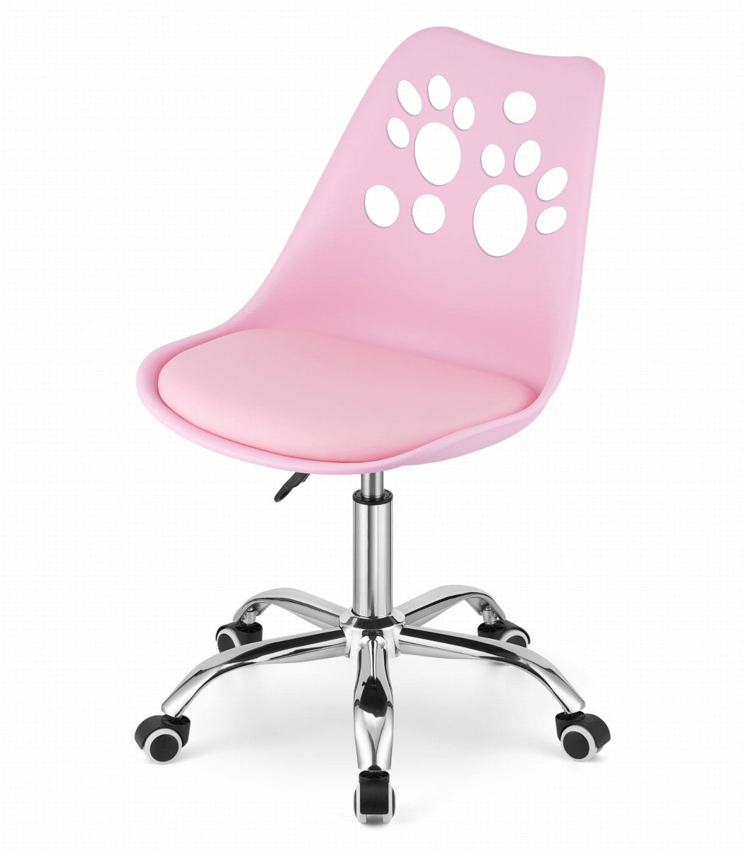 PRINT Chair Pink Faux Leather Swivel with Chrome Base