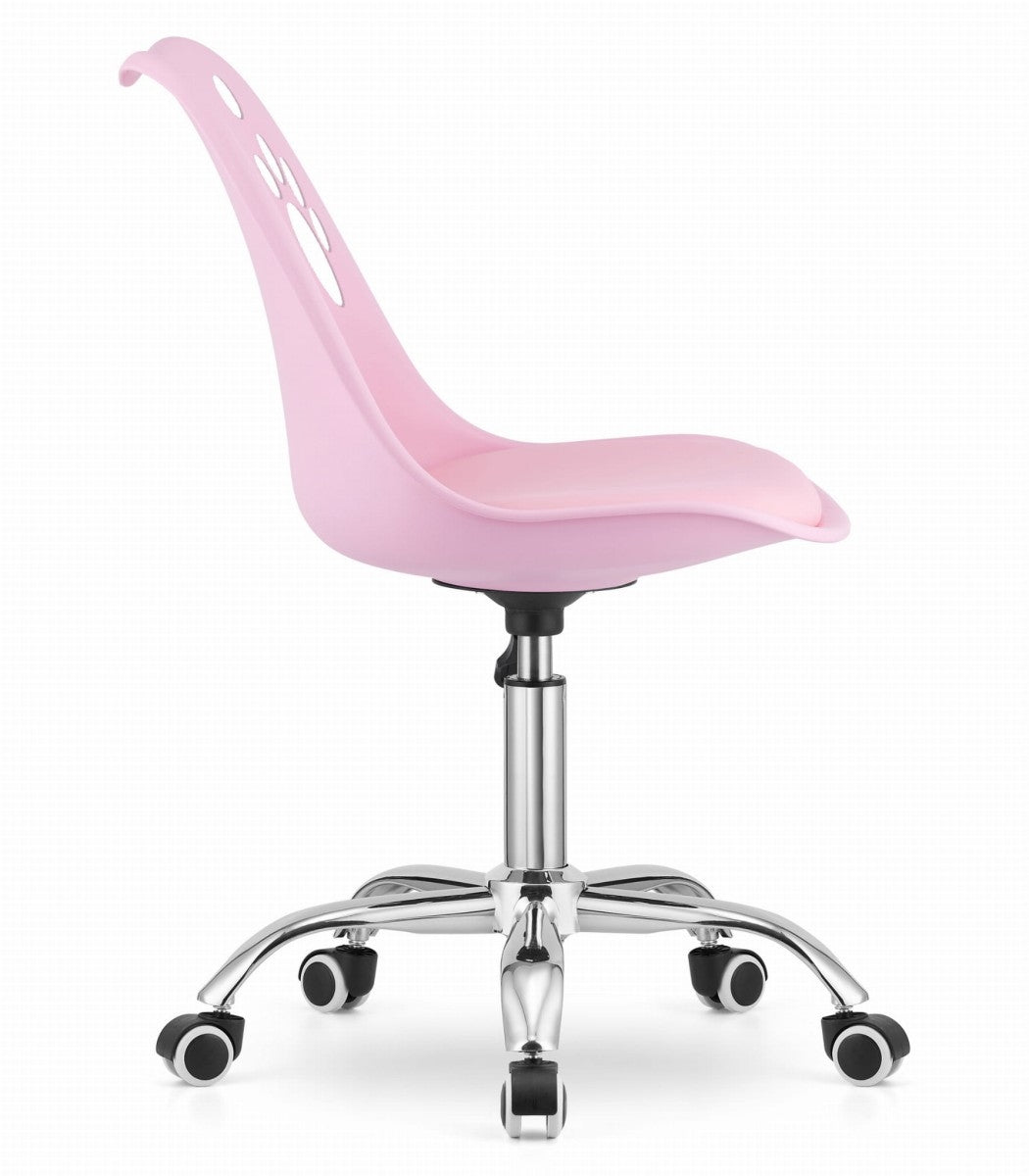 PRINT Chair Pink Faux Leather Swivel with Chrome Base