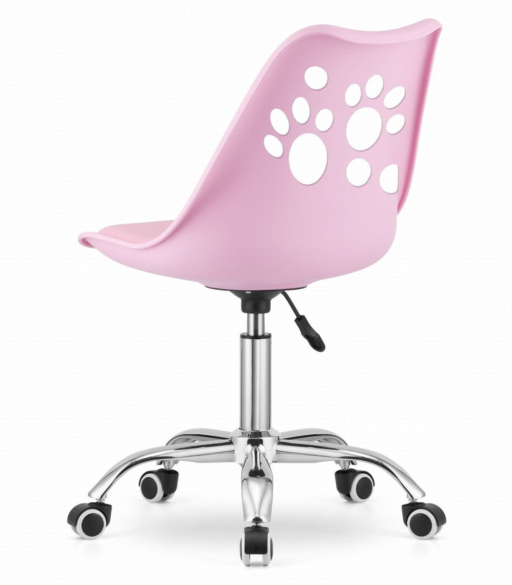 PRINT Chair Pink Faux Leather Swivel with Chrome Base
