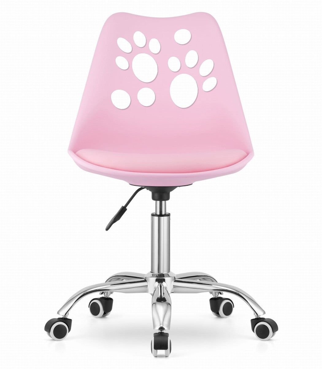 PRINT Chair Pink Faux Leather Swivel with Chrome Base