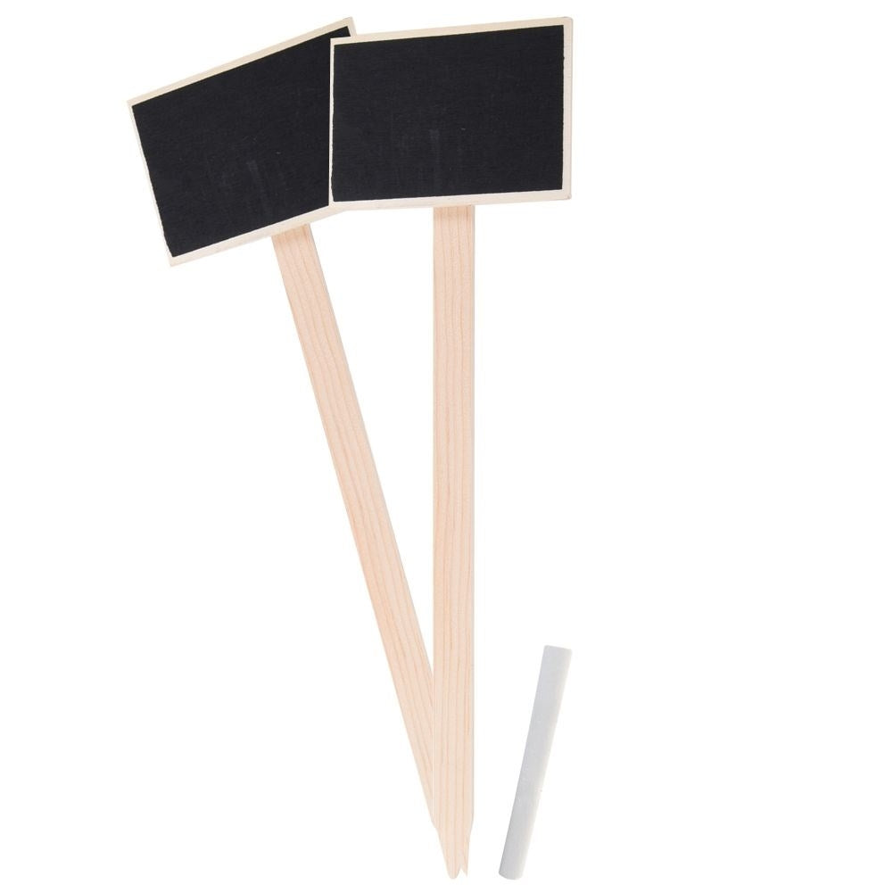 Package of plant signs and chalk for potted plants.