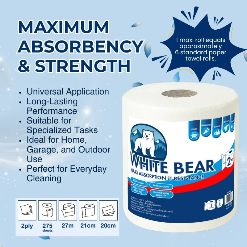 Pack of 6 Biodegradable 2-Ply Paper Towel Rolls