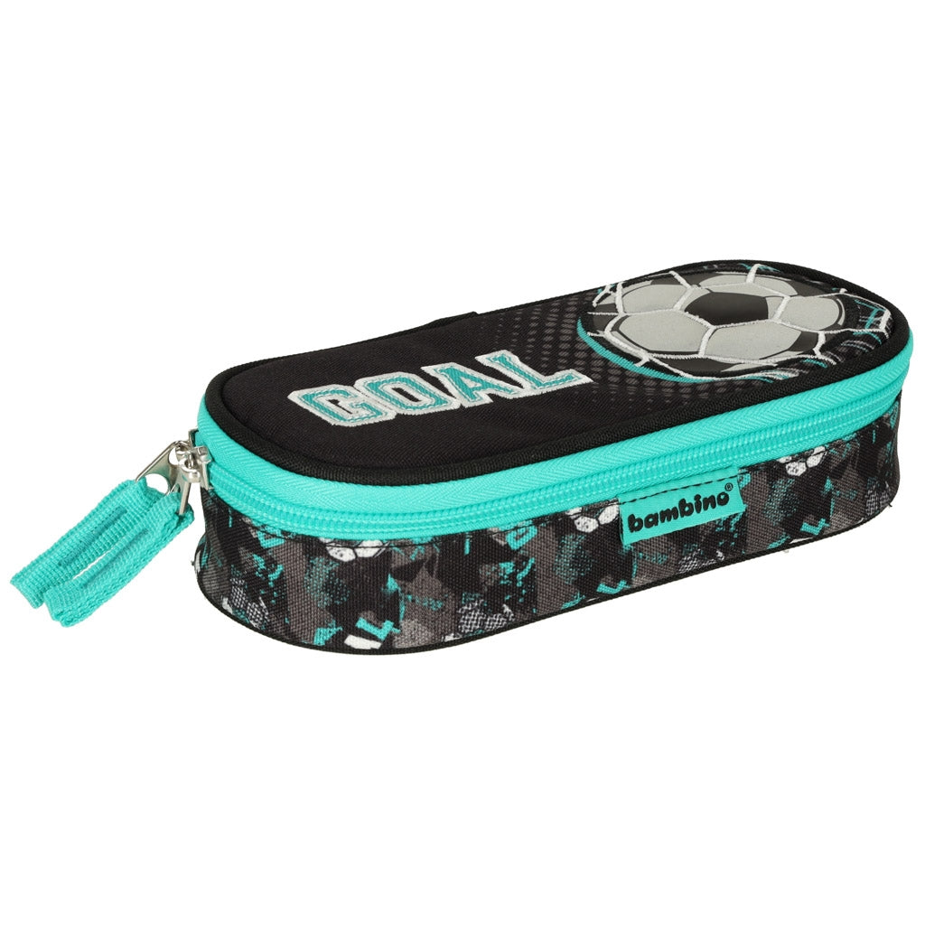 Padded pencil case with flap football