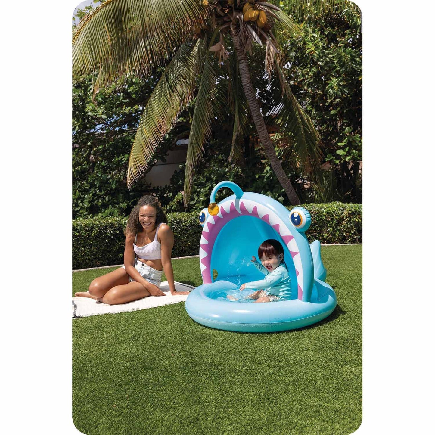 Paddling pool with roof Fish-angler 102 x 94 cm Intex 58419
