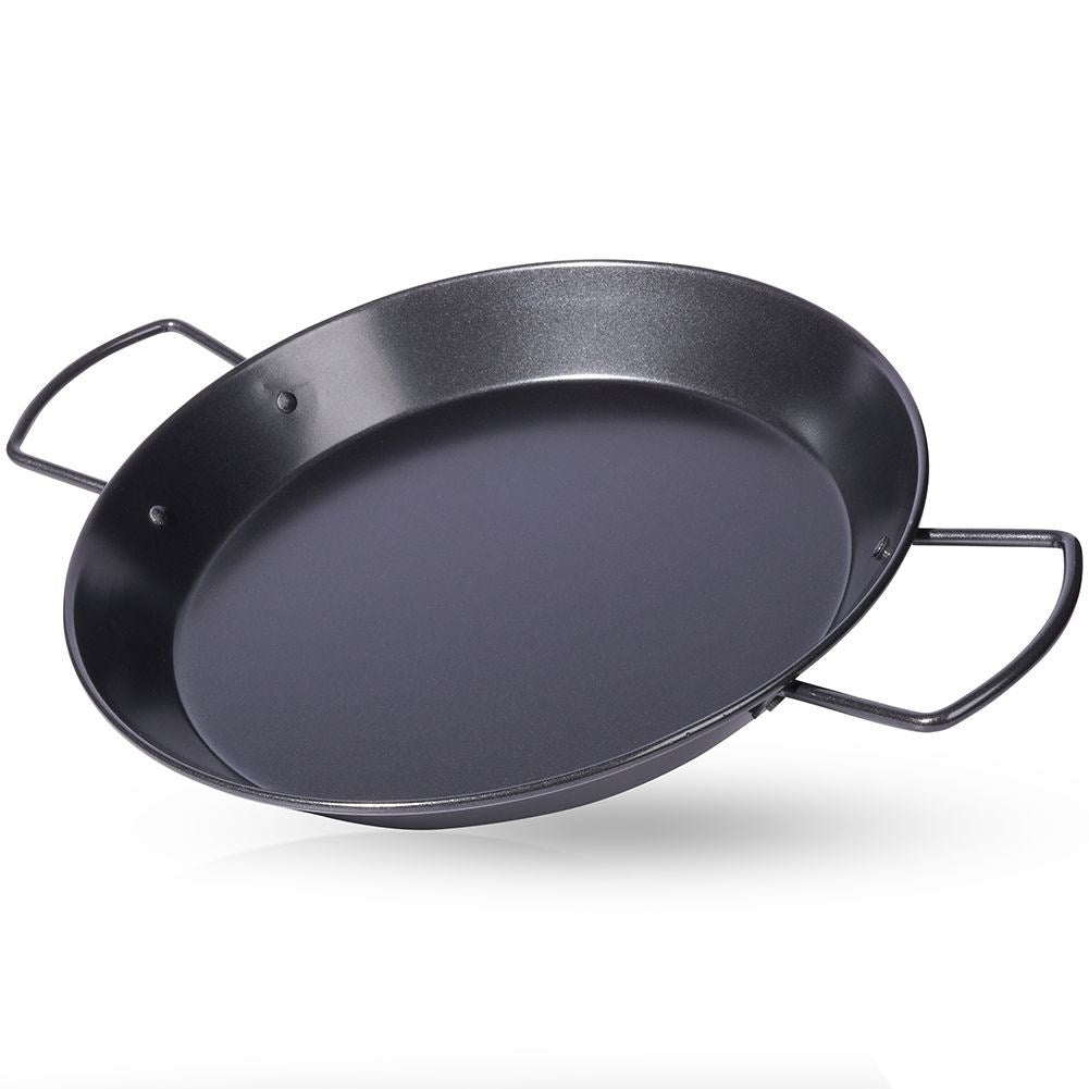 Paella frying pan with non-stick and ergonomic handle