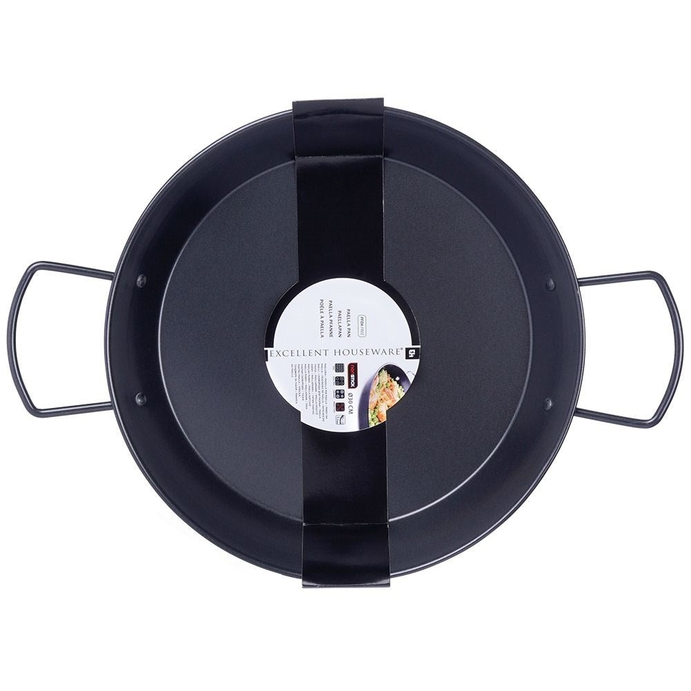 Paella frying pan with non-stick and ergonomic handle