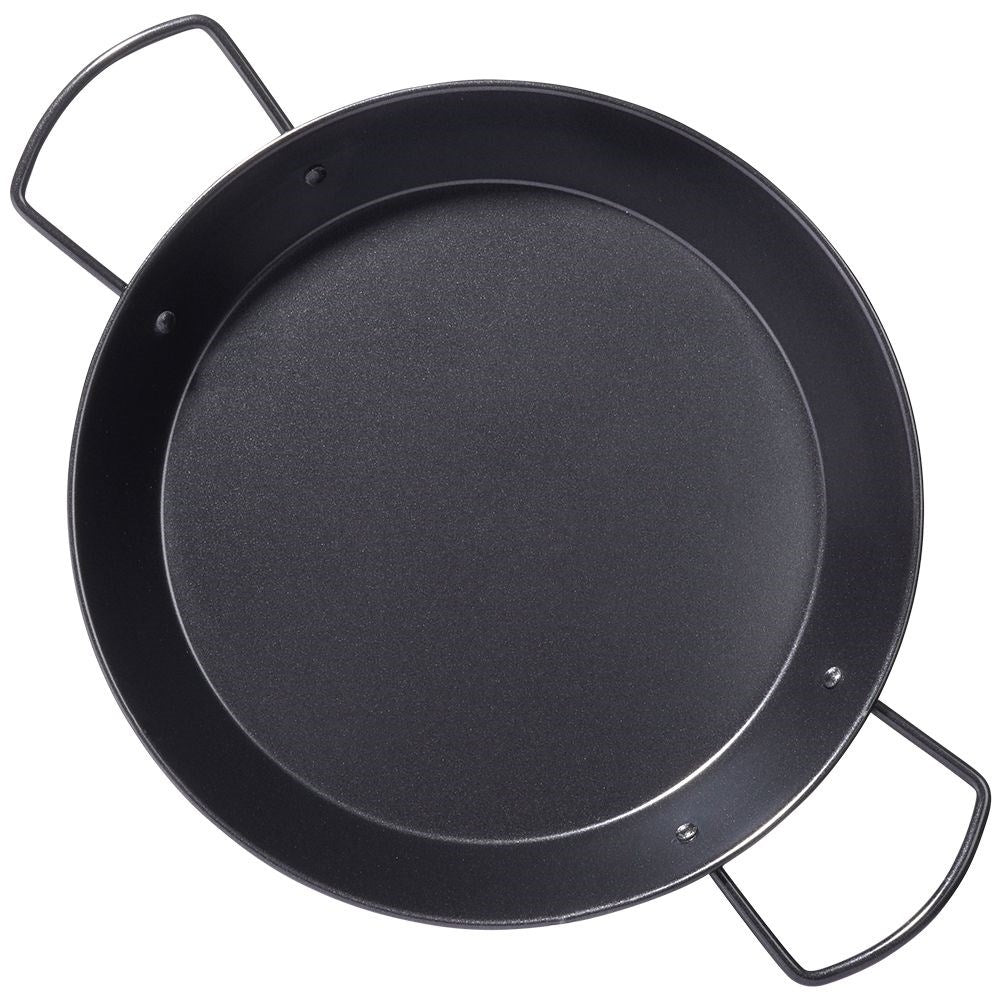 Paella frying pan with non-stick and ergonomic handle