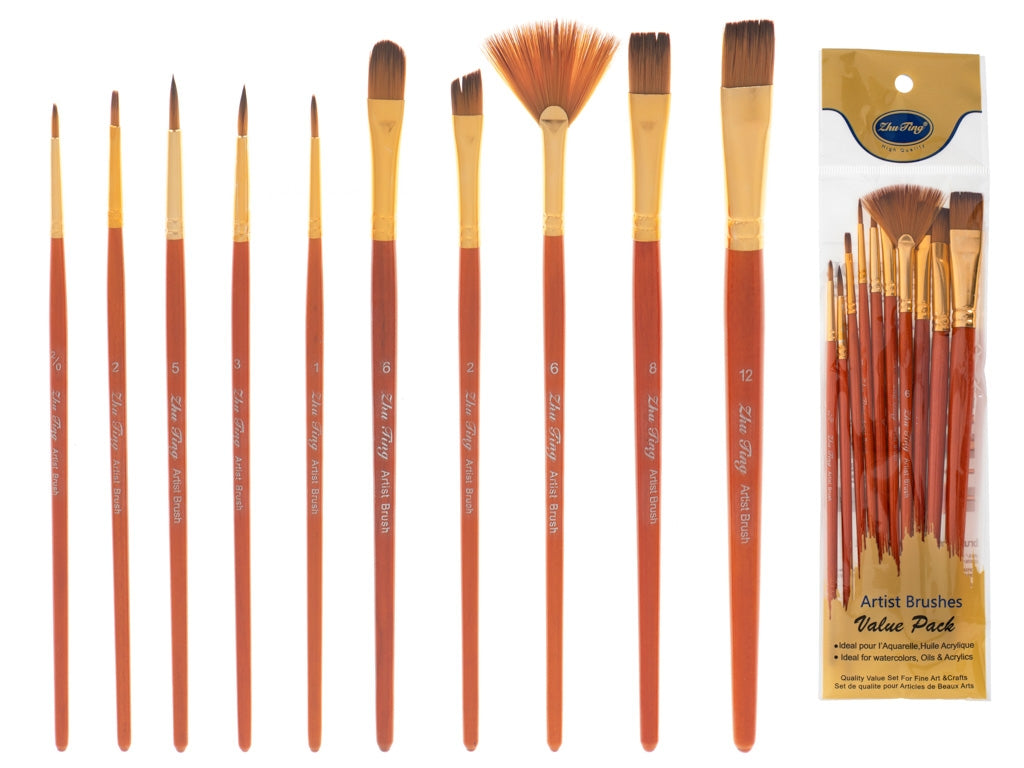 Paint brushes art set 10pcs red