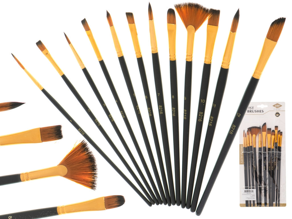 Paint brushes art set 12pcs black