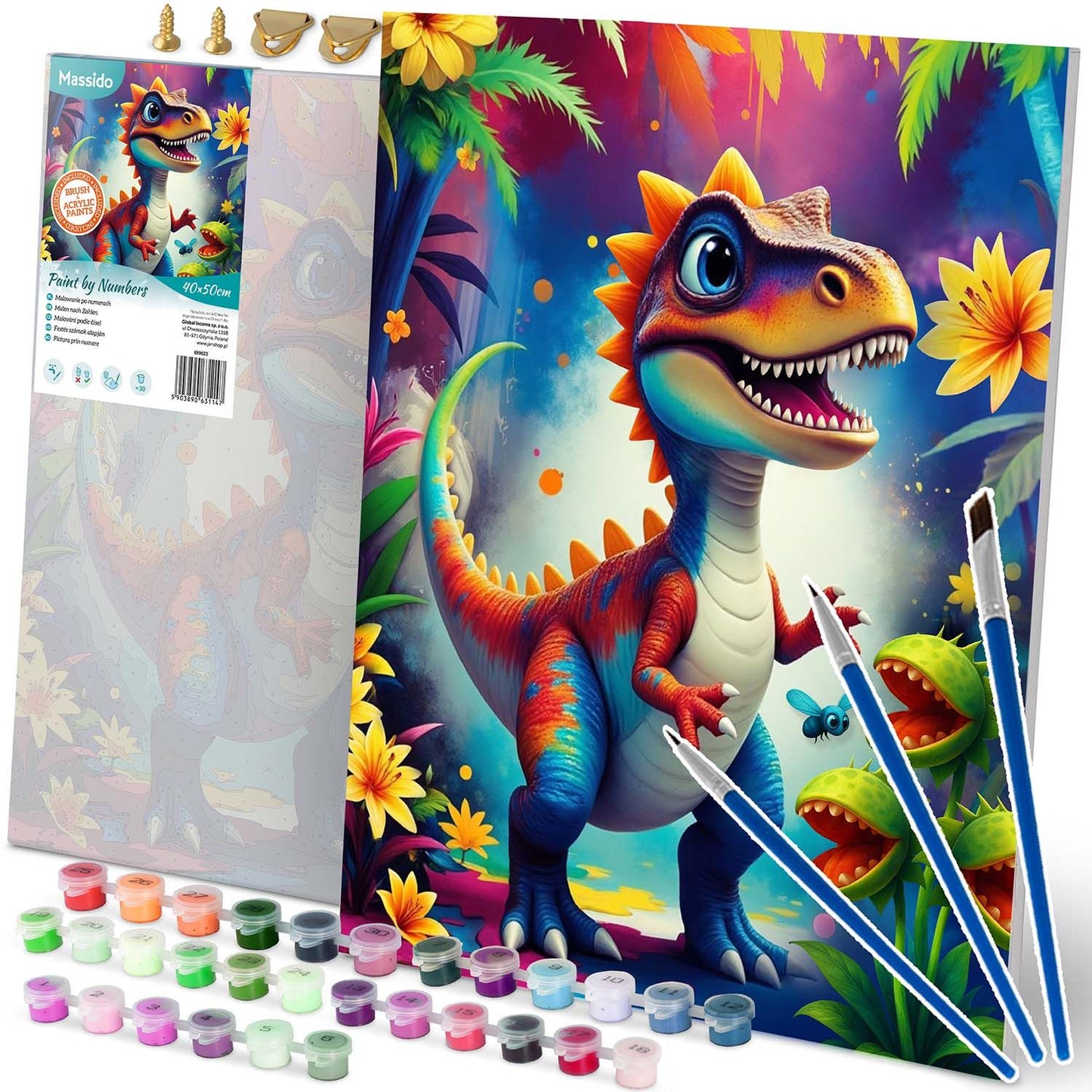 Paint by Numbers Kit – 40x50 cm Canvas with Dino Design