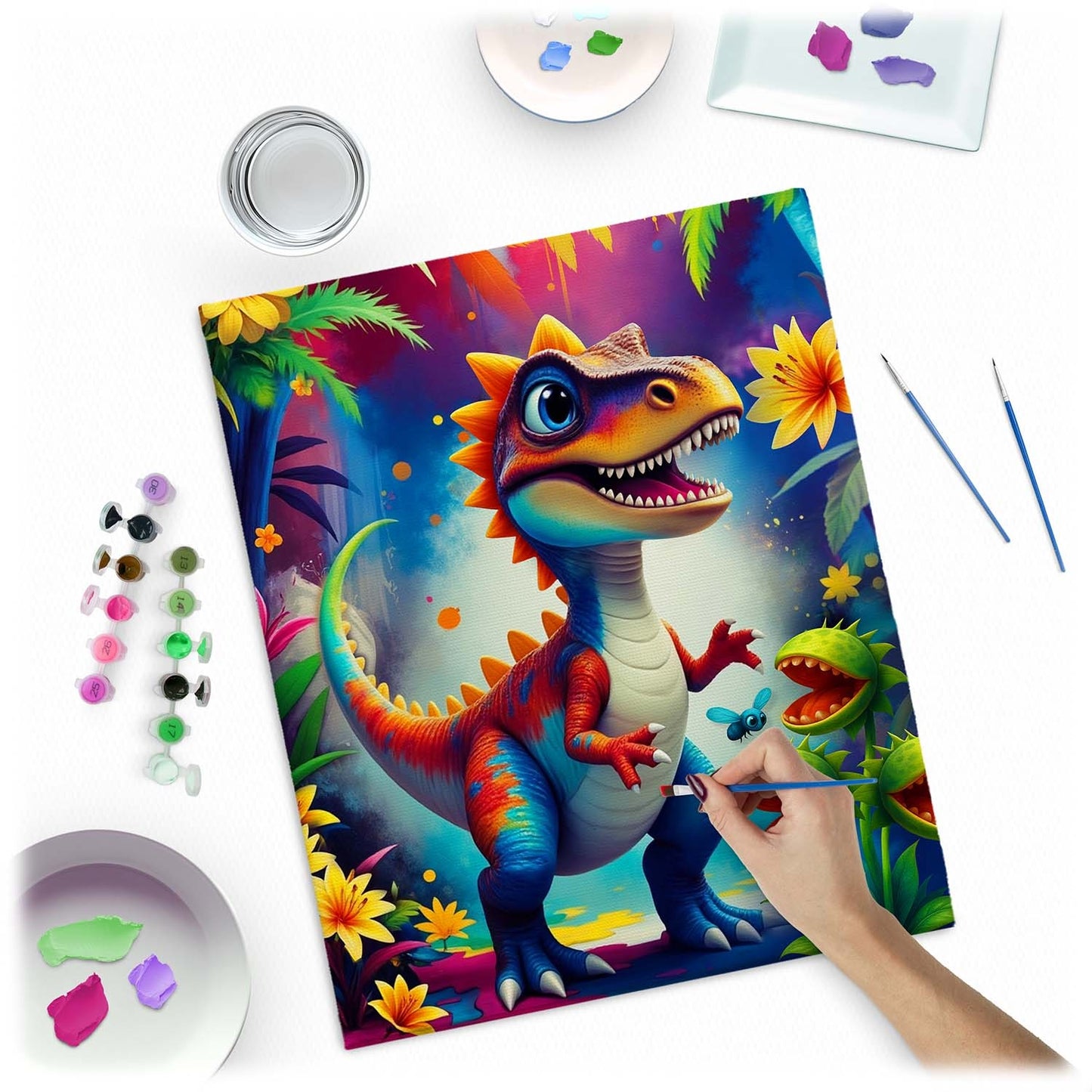 Paint by Numbers Kit – 40x50 cm Canvas with Dino Design