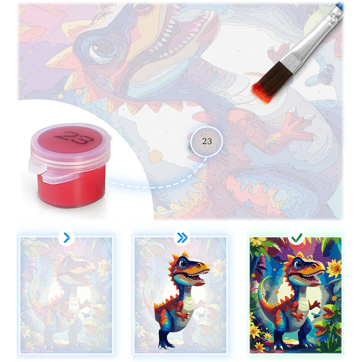 Paint by Numbers Kit – 40x50 cm Canvas with Dino Design