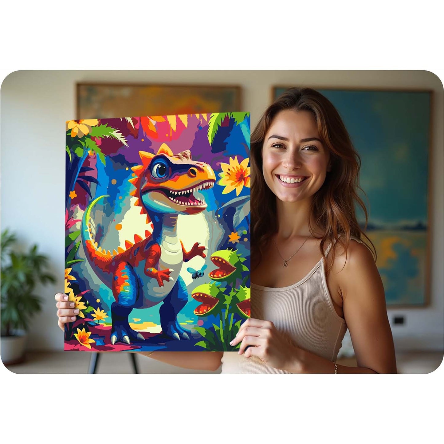 Paint by Numbers Kit – 40x50 cm Canvas with Dino Design