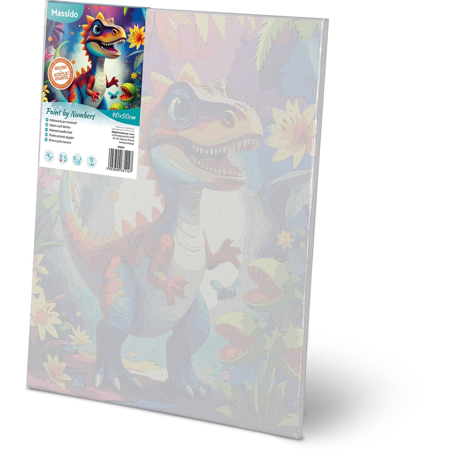Paint by Numbers Kit – 40x50 cm Canvas with Dino Design