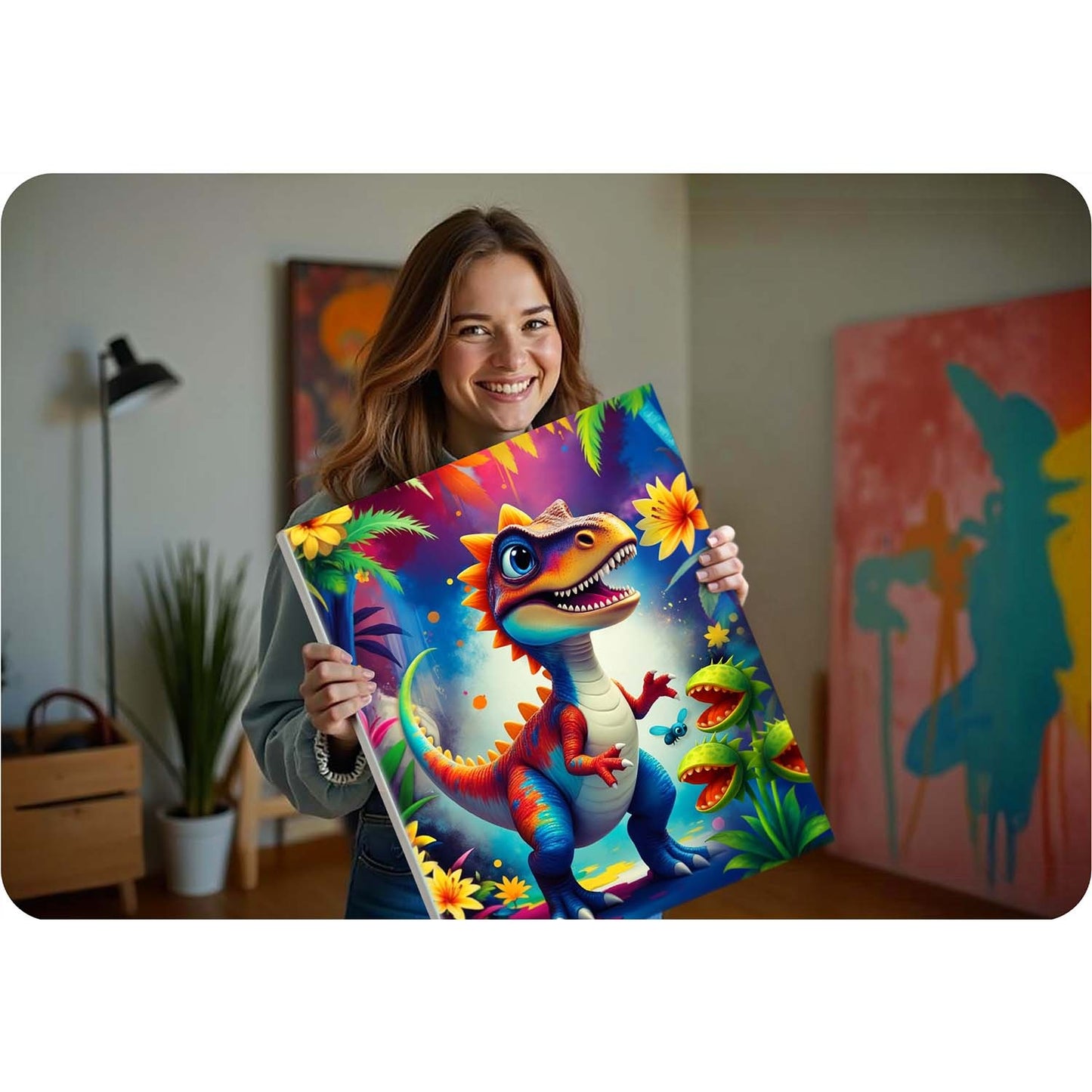 Paint by Numbers Kit – 40x50 cm Canvas with Dino Design