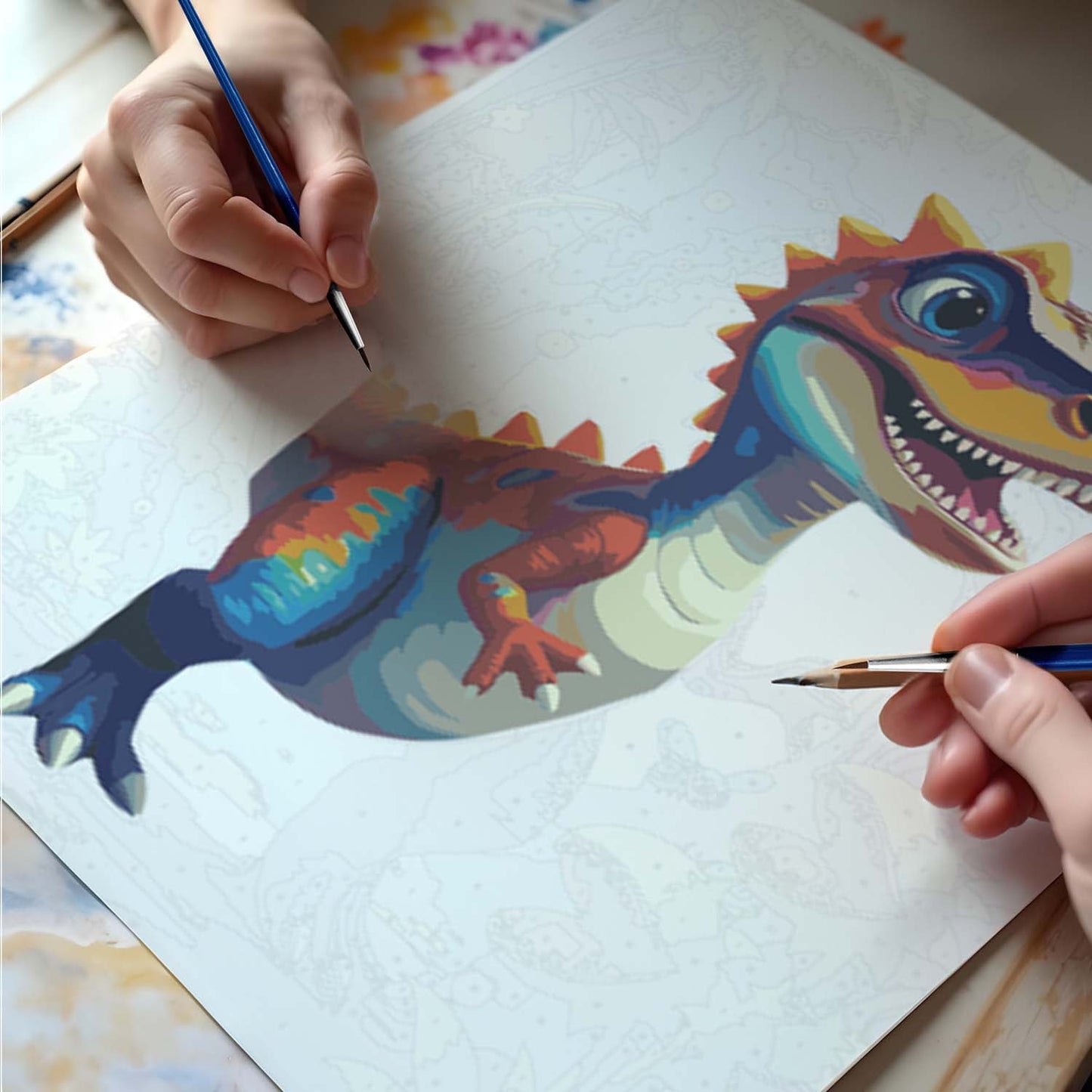 Paint by Numbers Kit – 40x50 cm Canvas with Dino Design
