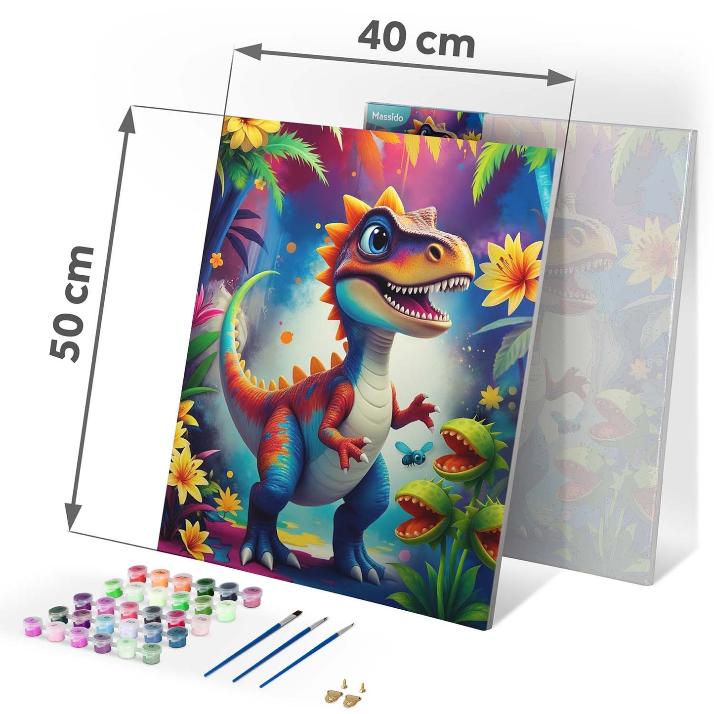 Paint by Numbers Kit – 40x50 cm Canvas with Dino Design