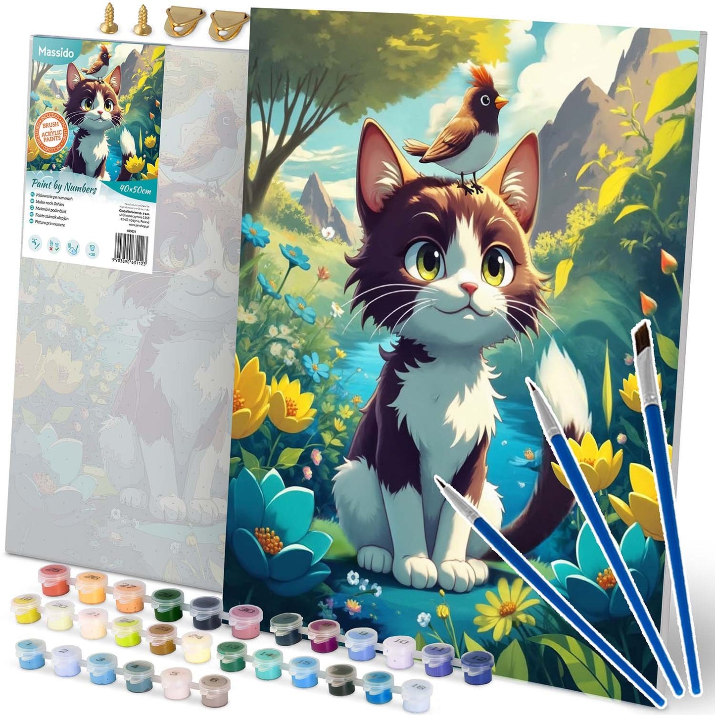 Paint by Numbers Kit – Cat Design, 40x50 cm Canvas
