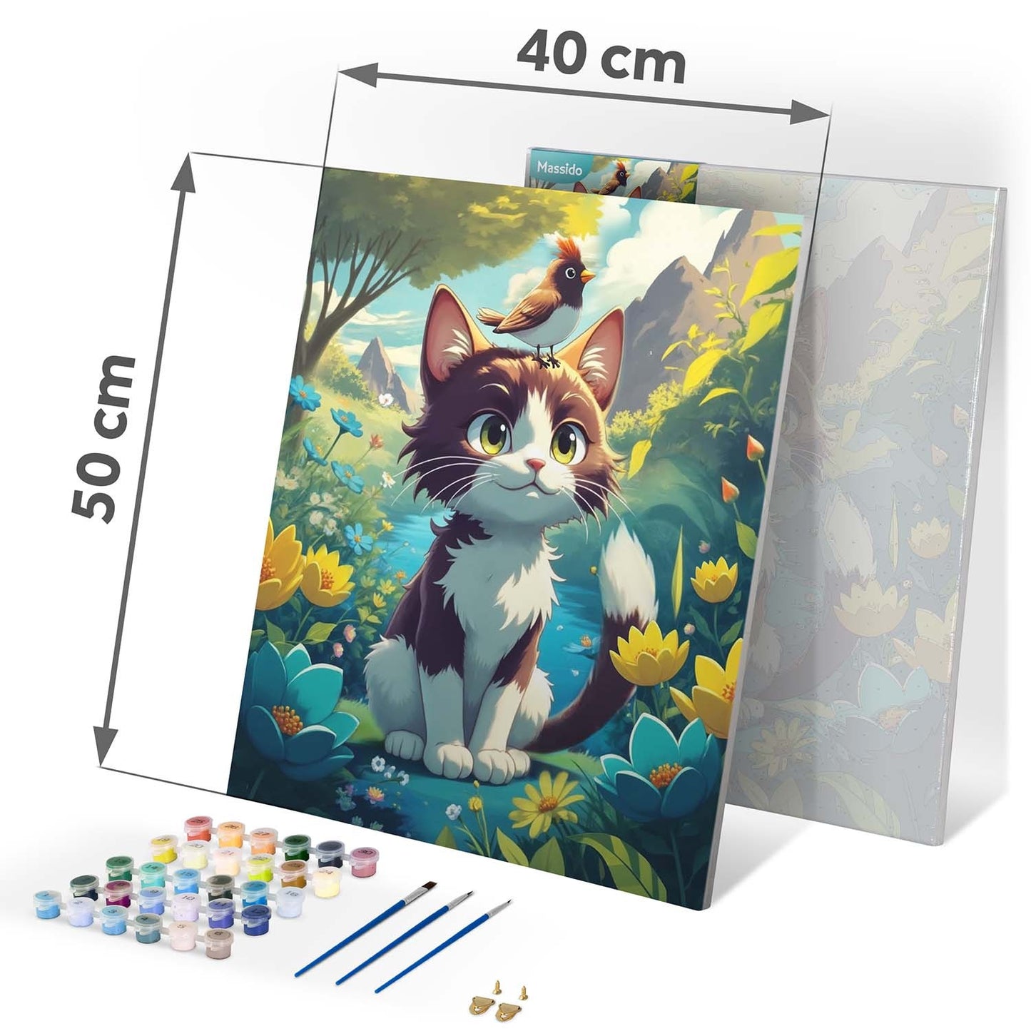 Paint by Numbers Kit – Cat Design, 40x50 cm Canvas