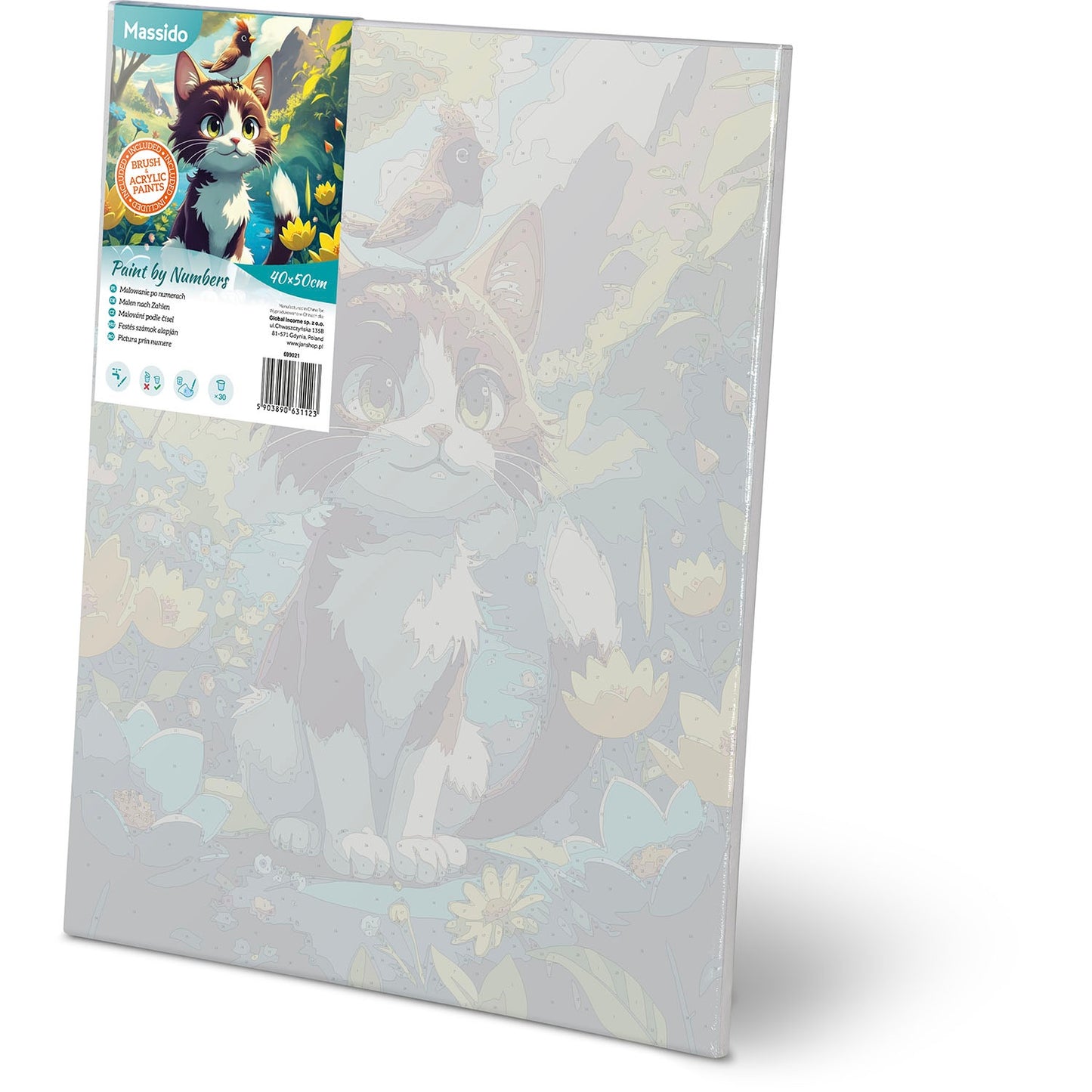 Paint by Numbers Kit – Cat Design, 40x50 cm Canvas