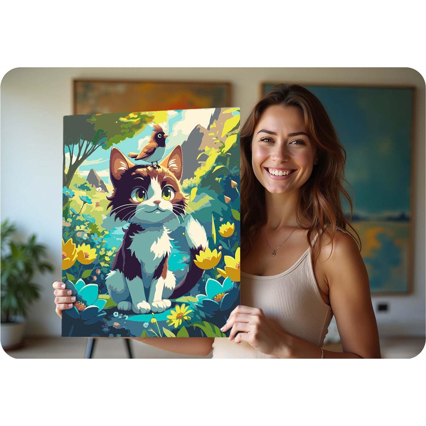 Paint by Numbers Kit – Cat Design, 40x50 cm Canvas