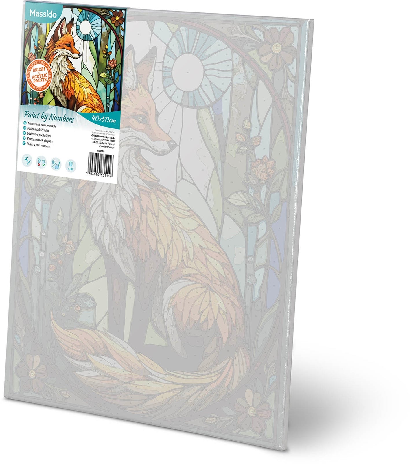 Paint by Numbers Kit – Fox Design, 40x50 cm Canvas