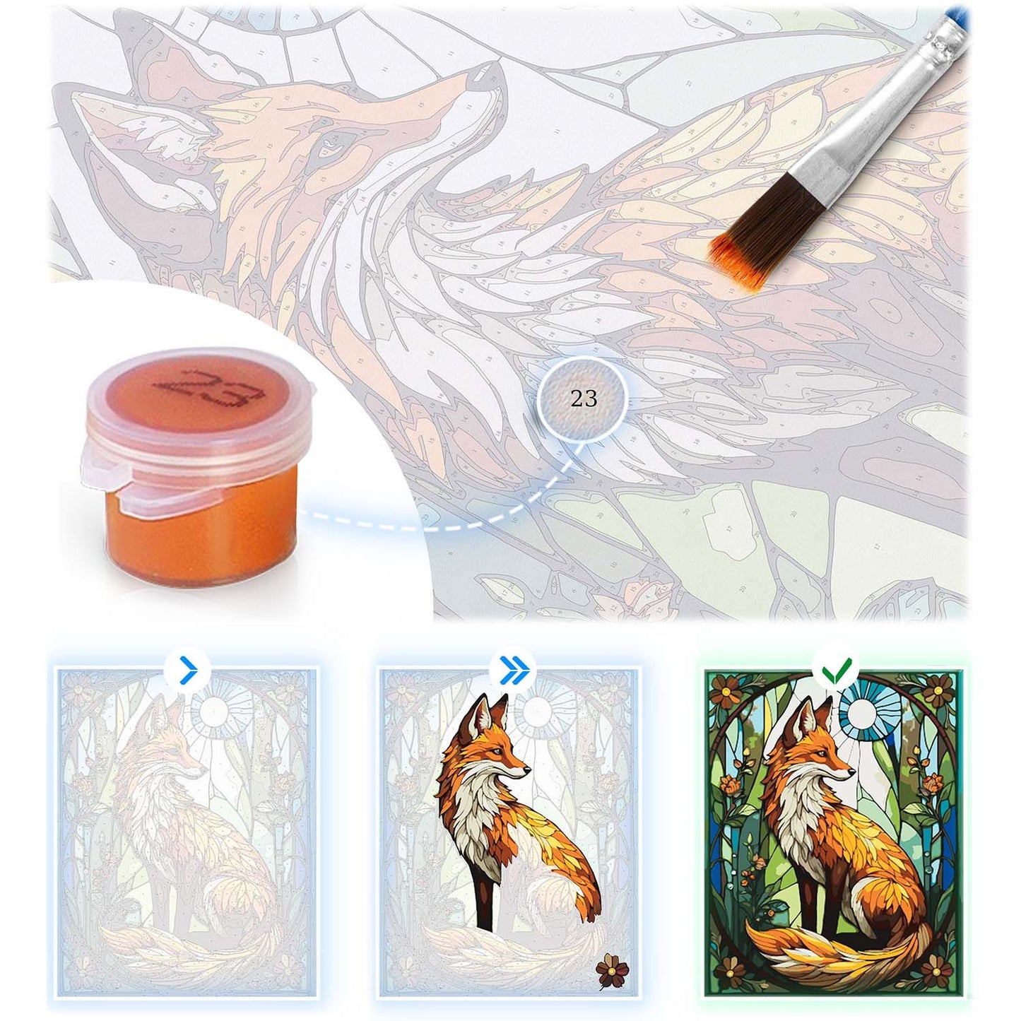 Paint by Numbers Kit – Fox Design, 40x50 cm Canvas