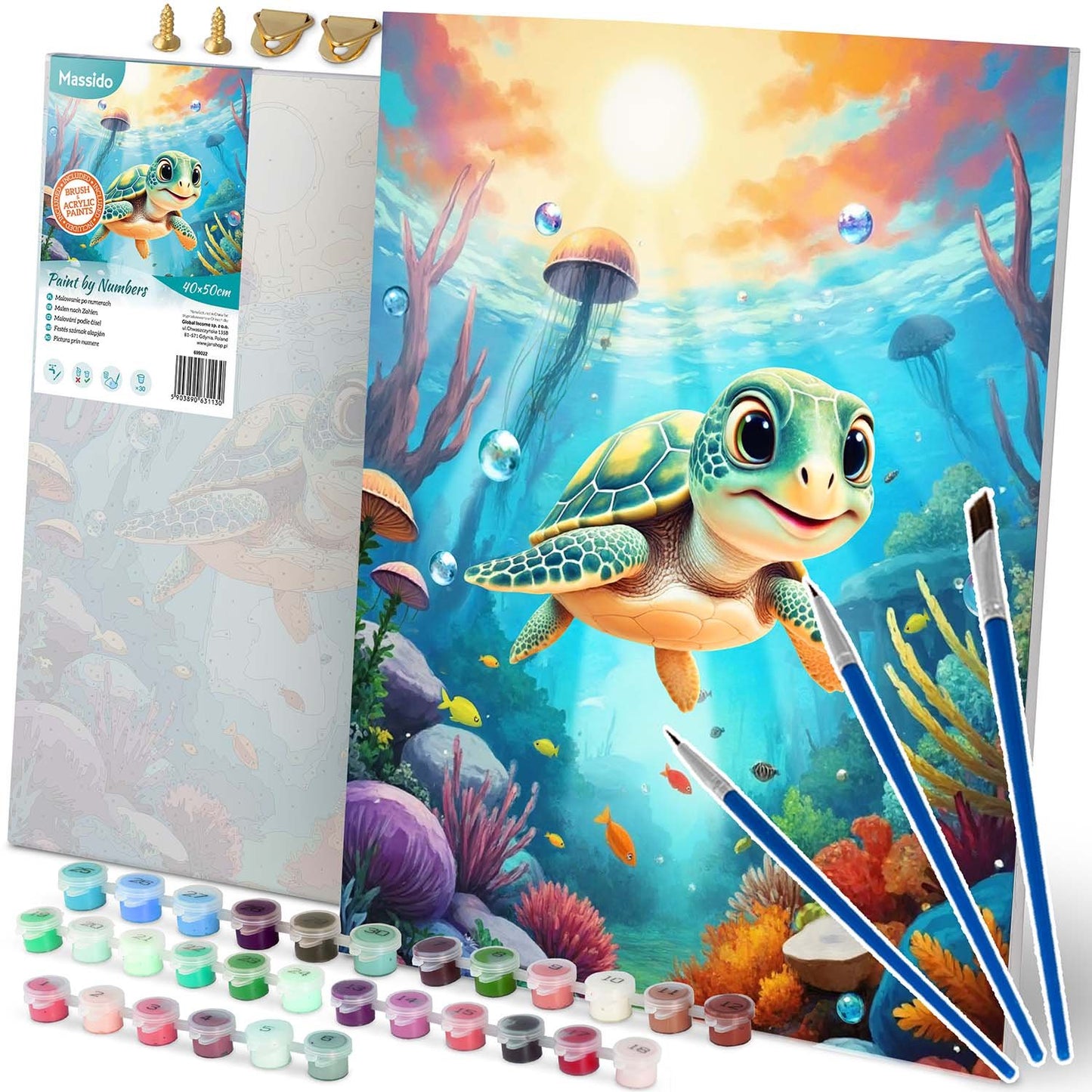 Paint by Numbers Kit – Turtle Design, 40x50 cm Canvas