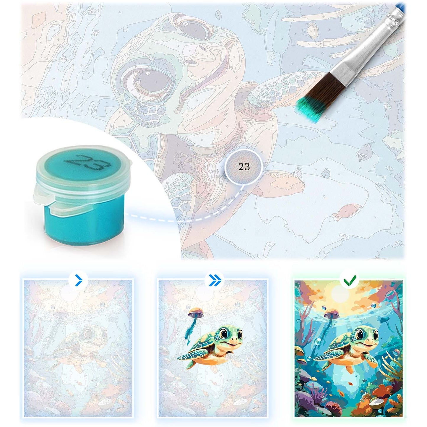 Paint by Numbers Kit – Turtle Design, 40x50 cm Canvas