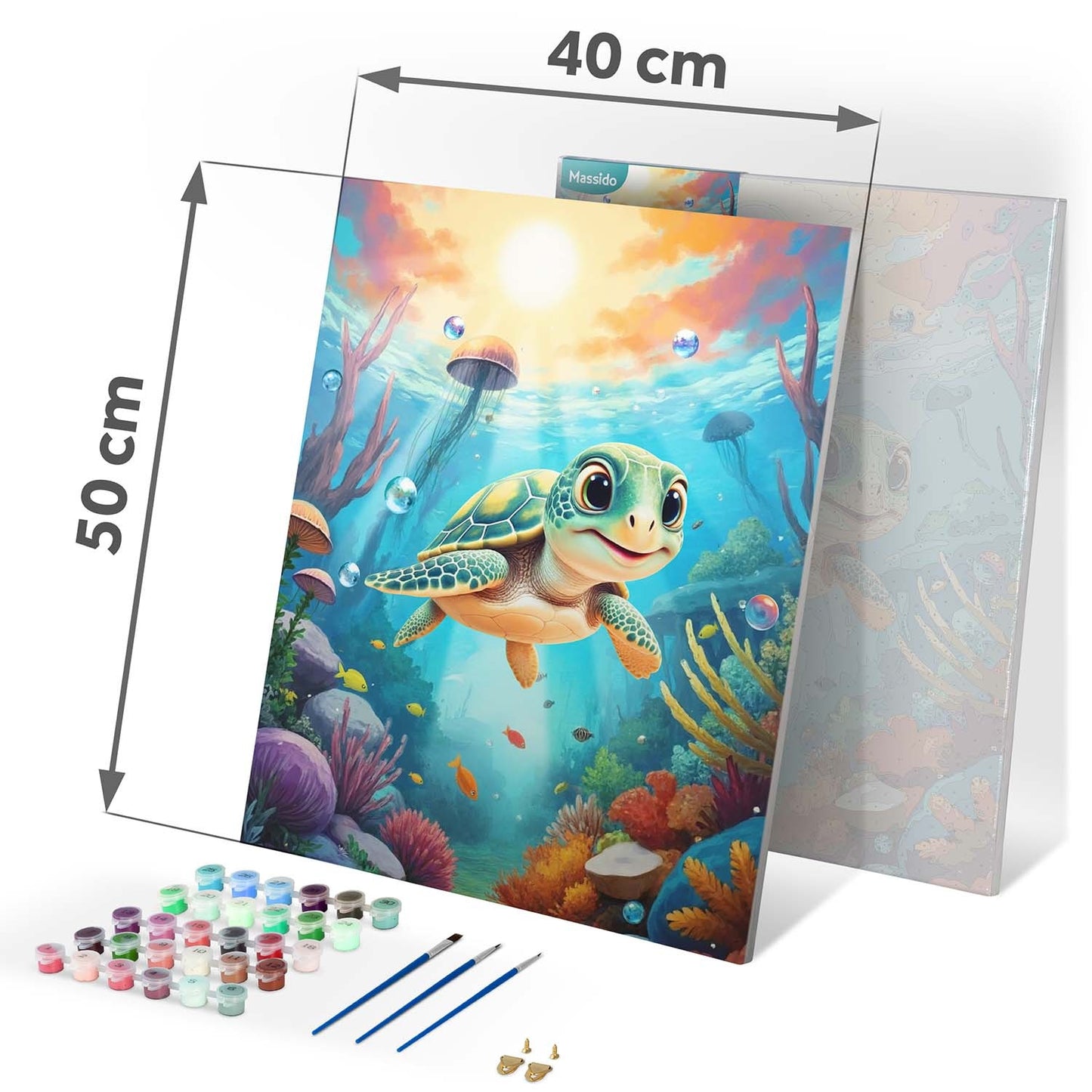 Paint by Numbers Kit – Turtle Design, 40x50 cm Canvas