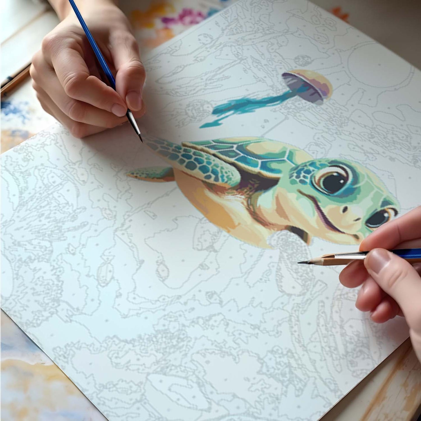 Paint by Numbers Kit – Turtle Design, 40x50 cm Canvas