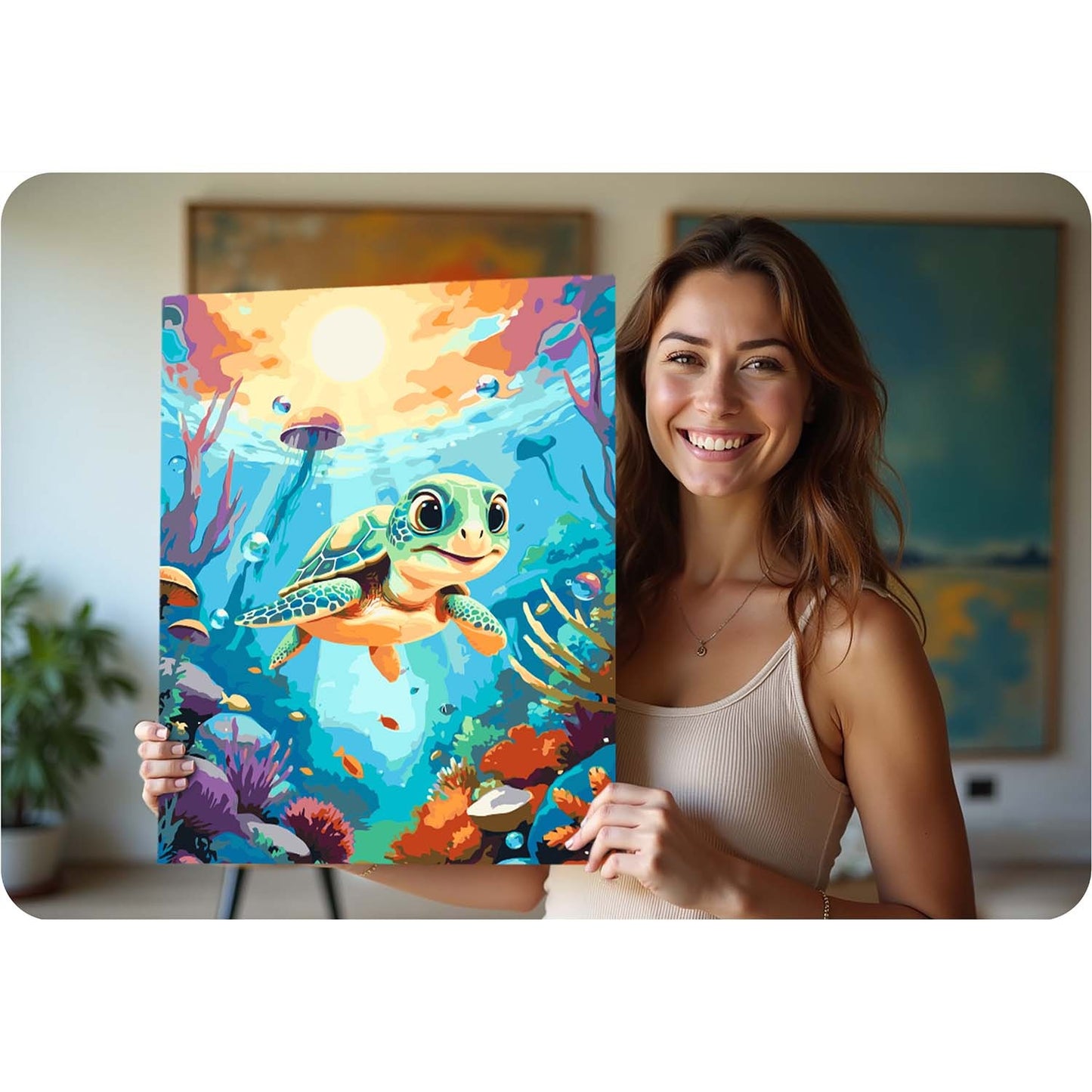 Paint by Numbers Kit – Turtle Design, 40x50 cm Canvas