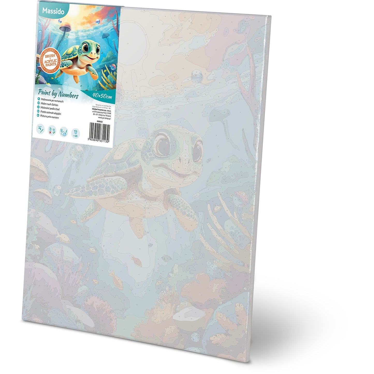 Paint by Numbers Kit – Turtle Design, 40x50 cm Canvas