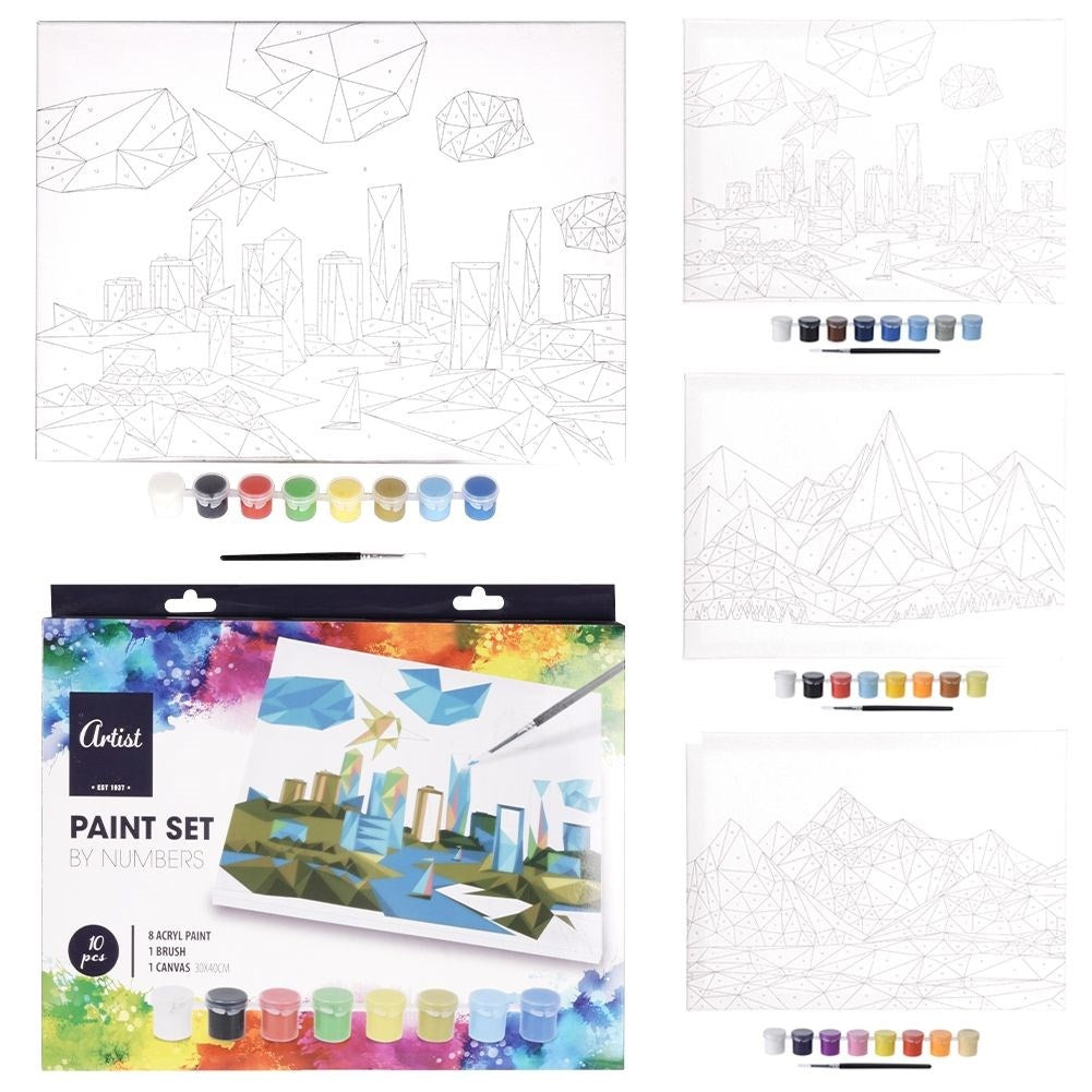 Paint by number set: Canvas 30x40 cm, 8 acrylic colours, brush