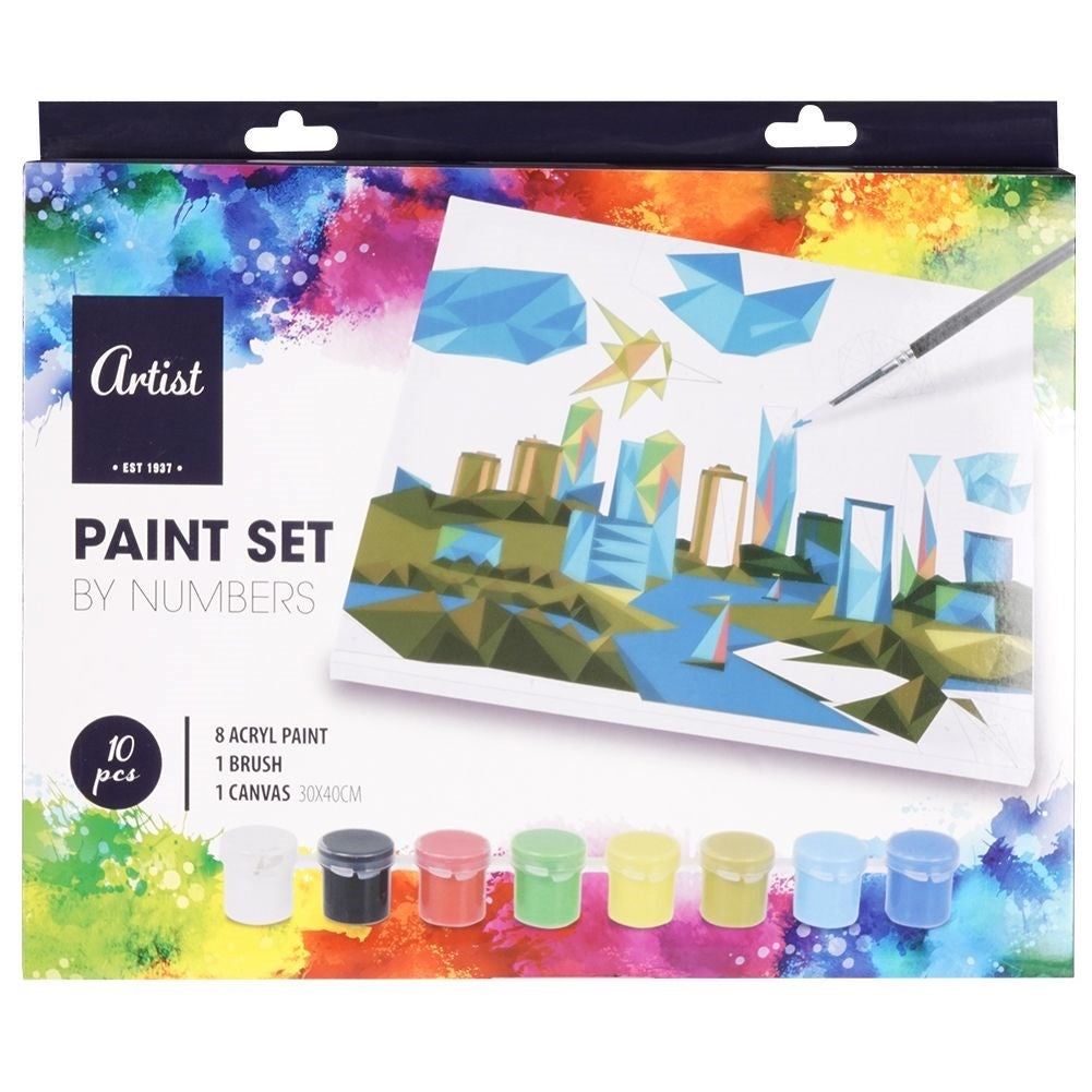 Paint by number set: Canvas 30x40 cm, 8 acrylic colours, brush